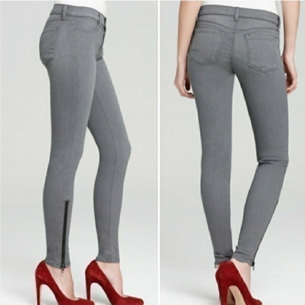 J BRAND Gotham Grey Skinny Jeans Zipper Ankle 24